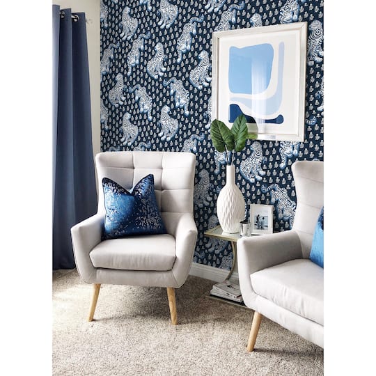 PrintFresh Tiger Queen Navy Peel & Stick Wallpaper